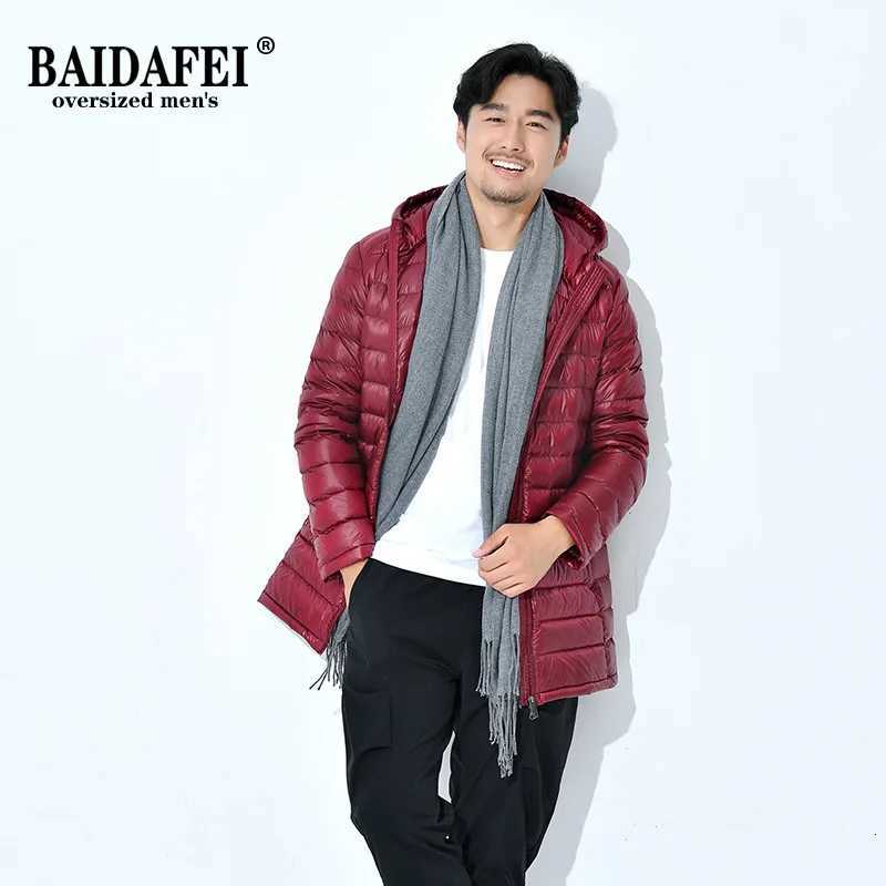 5XL 6XL 7XL 8XL Mens Oversized Ultralight Packable Long Hooded Down Jacket Puffer Down Coats Black Navy Blue Mens Winter Coat W250806