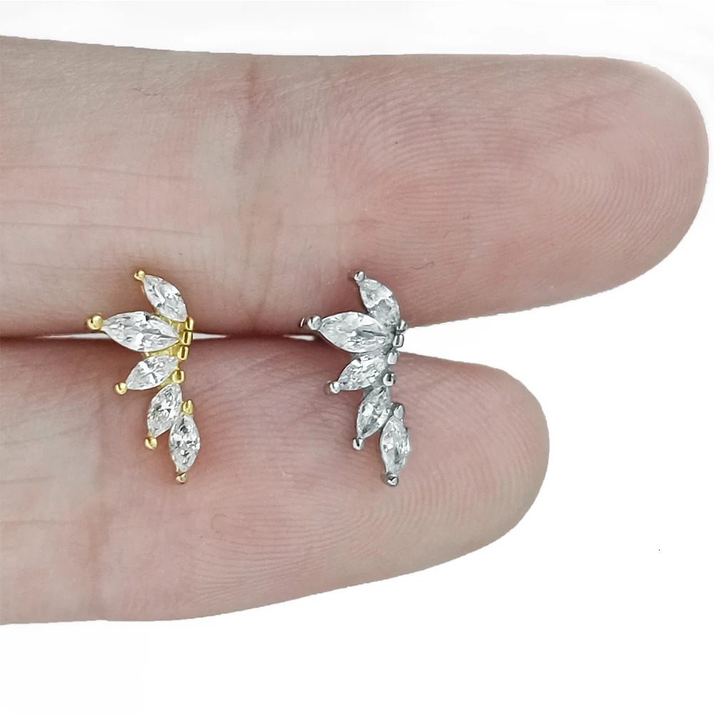 ASTM 36 G23 Leaf Branch Push In Threadless Labret Piercing 16/18/20G Earring Stud Cartilage Wholesale Body Jewelry 250805