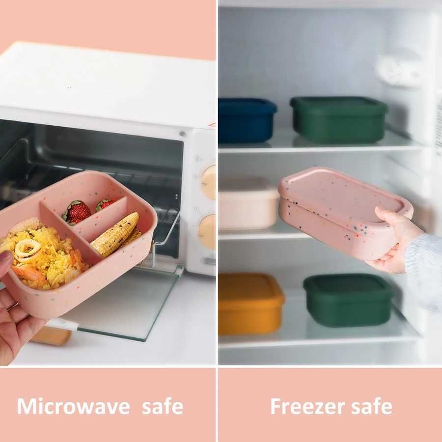 1PCS Microwave Lunch Box Silicone Bowl Dinnerware Food Storage Container Children School Office Portable Baby Feeding Bento Box X250806