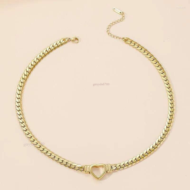 Pendant Necklaces Personalized Heart Necklace Women Girl Gift Fashion Titanium Steel Colorless Collar Chain 2025 Gold Plated Cuban