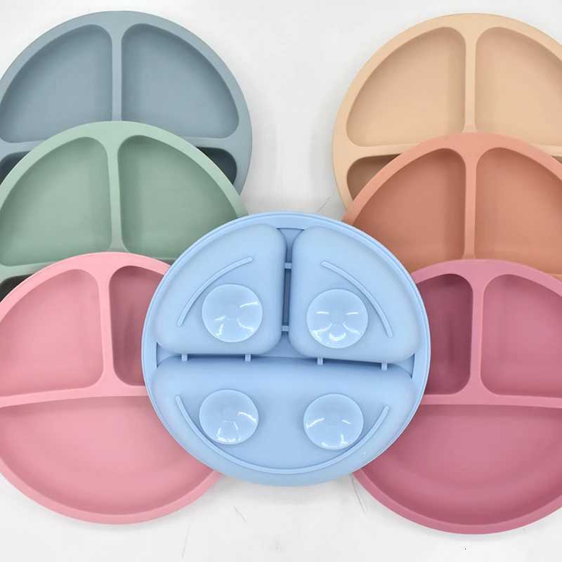 5Pcs/Set Baby Soft Silicone Tableware Kid Feeding Dish Sucker Plate Bowl Spoon Fork Set Children Dishes Non-slip Dinnerware Set X250806