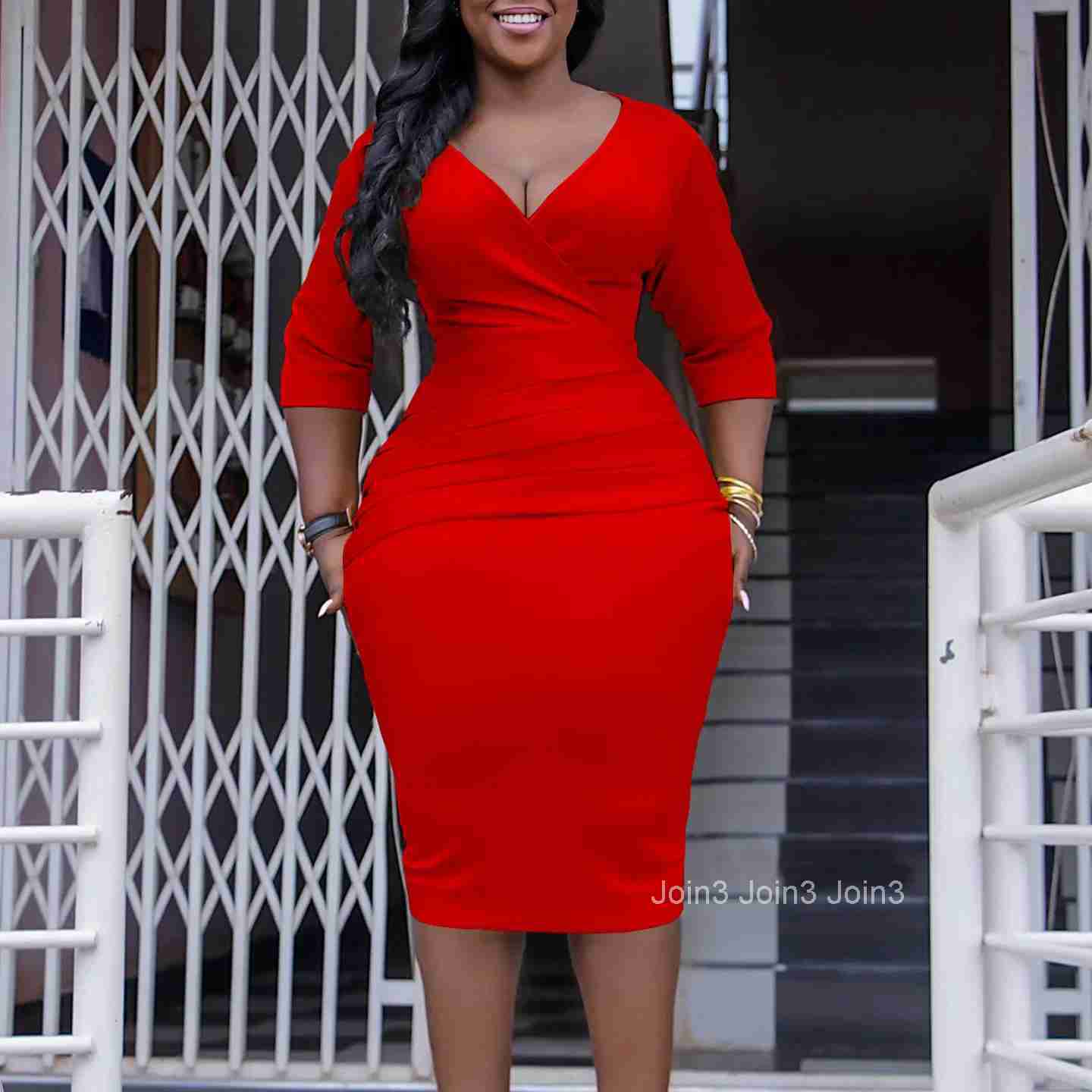 White Dress Women Mid Length Dresses V Neck Bodycon Sexy Elegant Splice Party Night Work Elegant Vestidos Slim High Waist Club