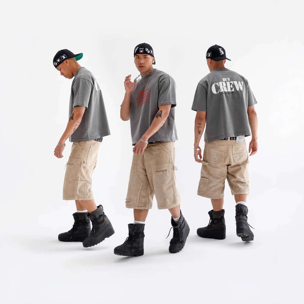 Trendy Brand Washed Vintage Five-Point Denim for Men High Street Design Sense Ripped Loose Versatile Mid-Length Shorts