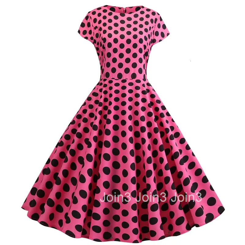 Short Sleeve Polka Dot Summer Dress Women White Elegant A-line Midi Party Dress Vestidos 50s 60s Rockabilly Vintage Dress