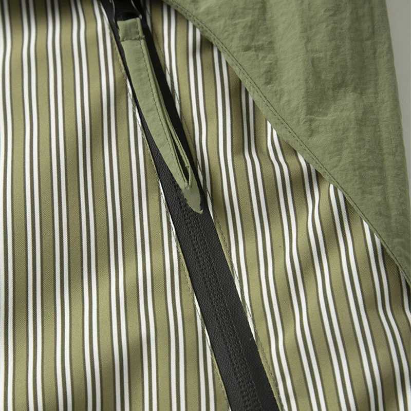 Spring Men Hiking Jacket Stripe Patchwork Windproof Hooded Coat Adjustable Drawstring Travel Jacket Outdoor Camping Cargo Jacket W250806