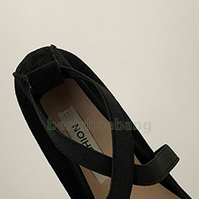 designer shoes ballet flats heels loafers womens elegant round toe mary jane shoes fashion soft crossover elastic band single shoes