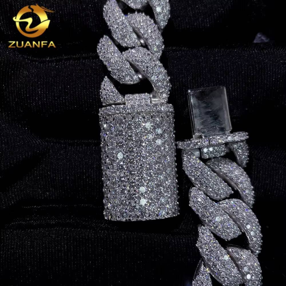 Promotion 3 Rows Moissanite 16MM Hip Hop Men Jewelry Necklace Iced Out Solid 925 Silver Miami Cuban Link Chain