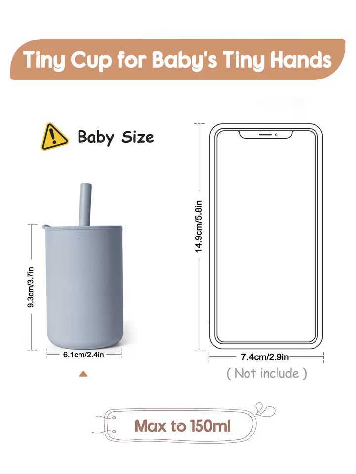 Mini Water Cup for Kids Learning Drinking Portable Training Cup with Straw Lid for Toddler Drinking Water Silicone Baby Water X2508061