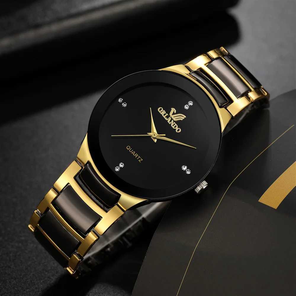 ORLANDO Men Luxury es New Arrived Cool Black Gold Quartz Steel Wrist Exquisite Masculino Relogio Fashion Clock W250806