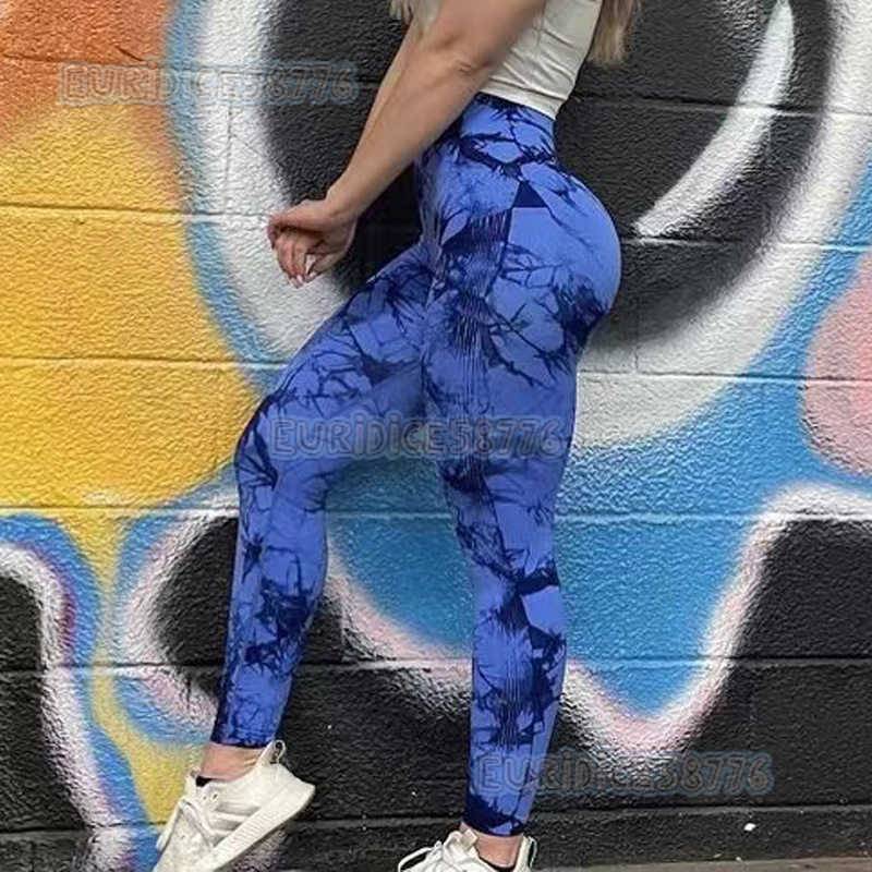 Plus Size Tie-dye Sports Fitness Pants for Women High Waist Peach Hip Lift Outdoor Jacquard Running Yoga Pants Slim Fit H250806