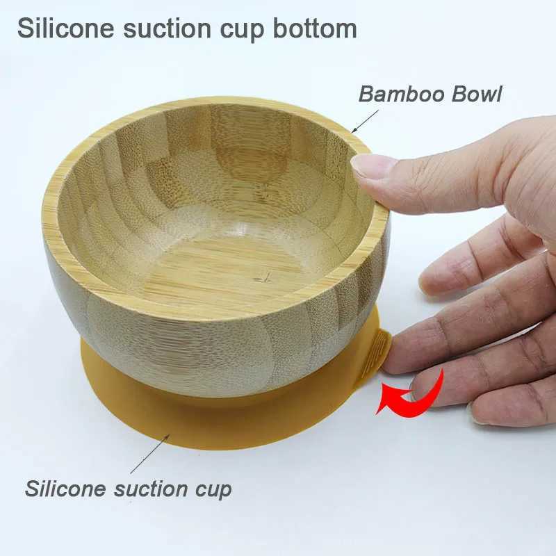 5Pcs Bamboo Bowl Plate For Kid Personalized Name Baby Feeding Set Bamboo Tableware Owl Plate Bowl With Spoon Silicone Baby Supplies X250806