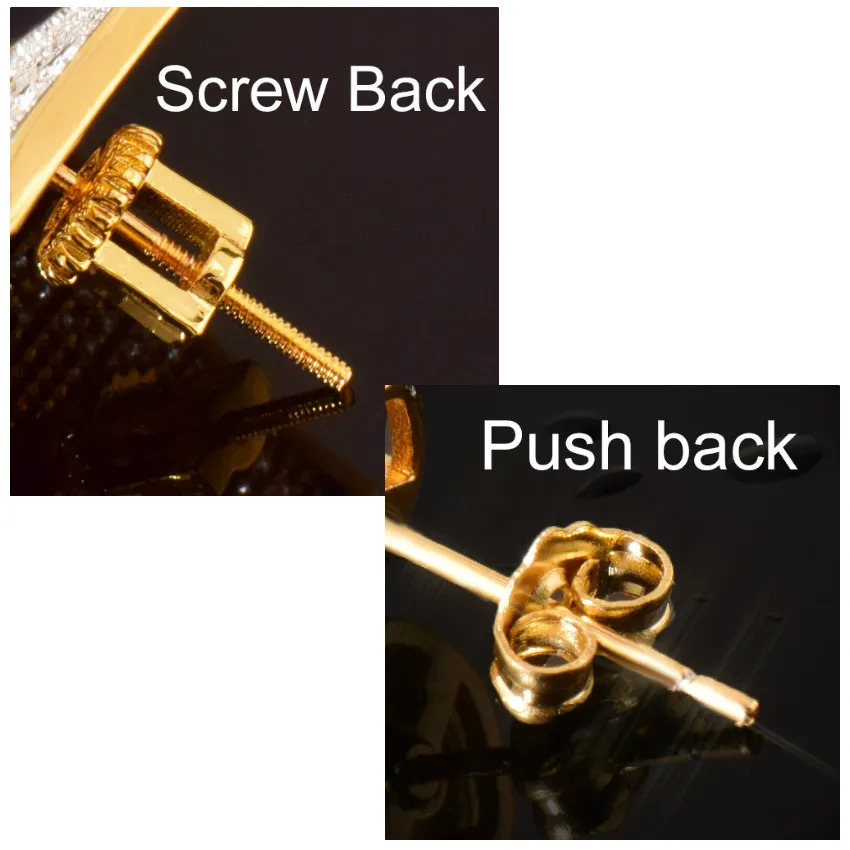 CUC 14MM Big Round Stud Earring Screw Back Iced Out Cubic Zirconia Men Women Earrings Gold Color Hip Hop Jewelry Fashion Gift 250806