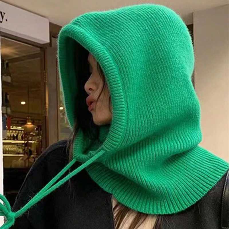 Hot Sale Women Winter Balaclava Cap Hooded Neck Warmer Windproof Knit Hat Outdoor Travel Winter Hat L250806