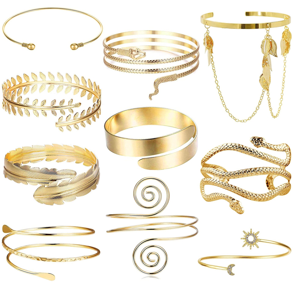 Alloy Armband Swirl Upper Arm Cuff Bracelet Sets Egyptian Costume Acces for Women Girl Armlet Bangle Body Jewelry