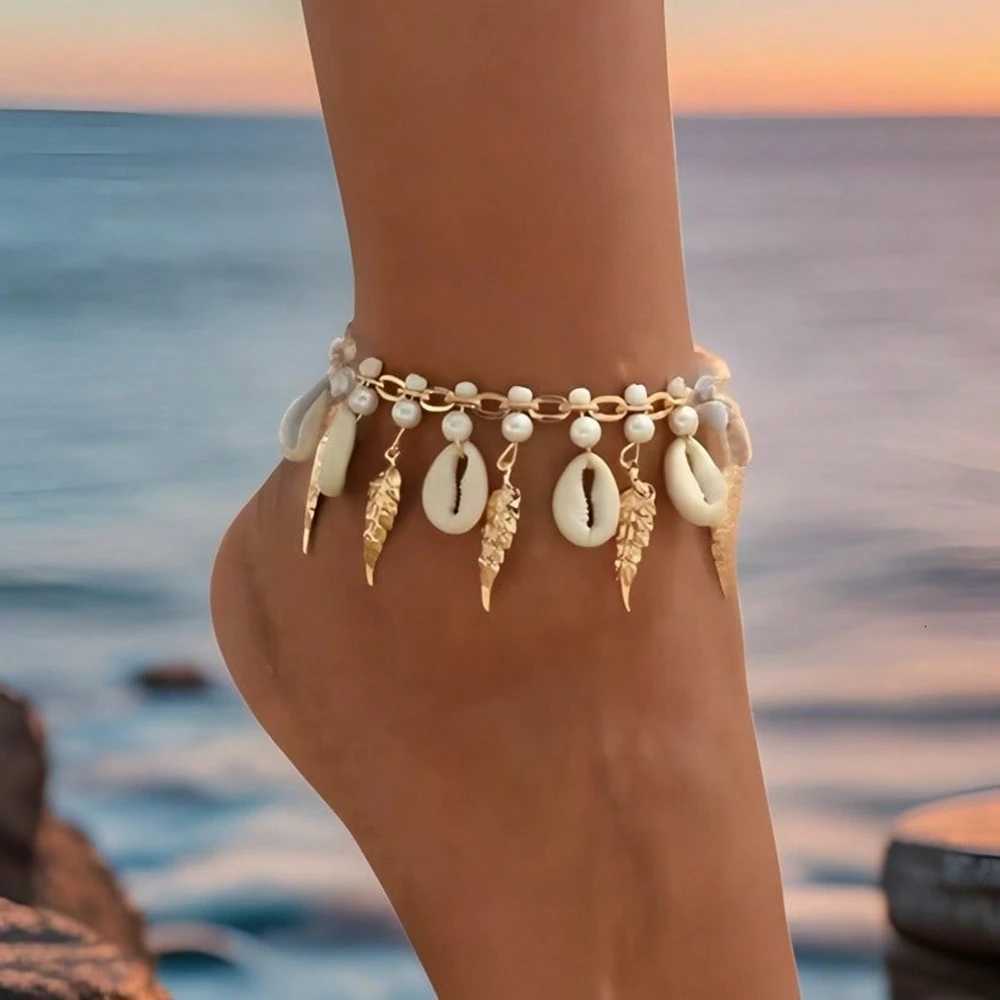 1 Piece Bohemian Vacation Foot Jewelry TrenDY Fashion Beach Shell Tassel Anklet Womens Ankle AccESSories Y250805