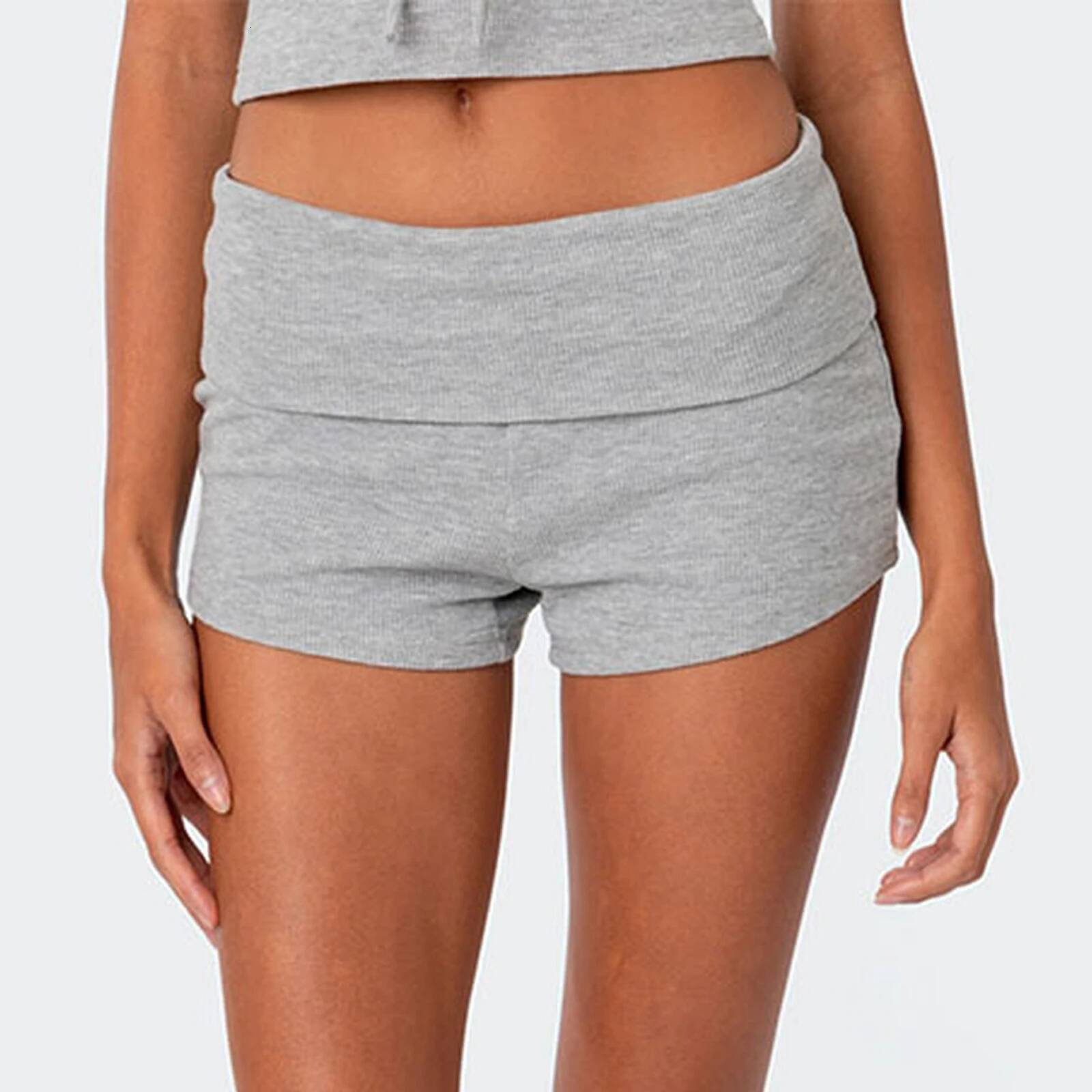 Women Ruched Pama Bottoms Solid Color/Stripe Elastic Low Waist Slim Comfy Sleep Summer Casual Shorts Outfits