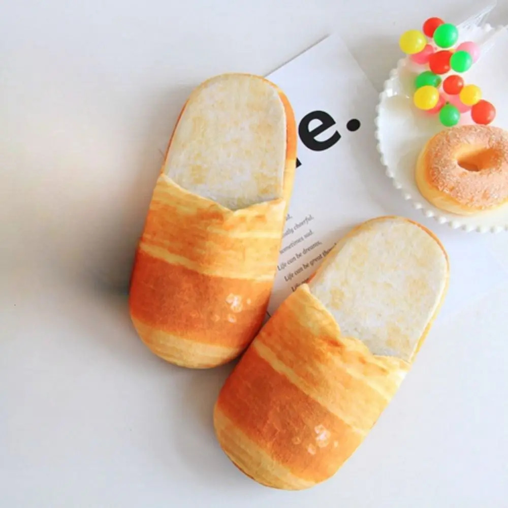 Creative Simulation Bread Slippers Soft Bottom Funny Plush French Bread Slippers Thick Sole Shoes 3D Bread Slides Bedroom 250731