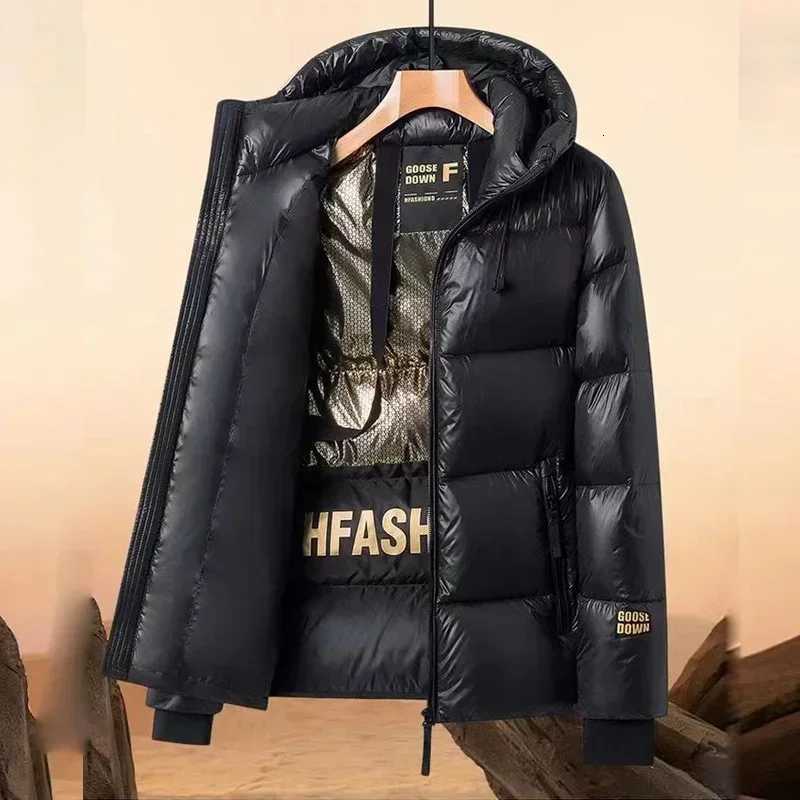 Down Jacket Men Winter Waterproof Goose Jacket Men Luxury Brand Hooded Feather Goose Coat Women Black Puffer Jacket Men 2023 New W250806