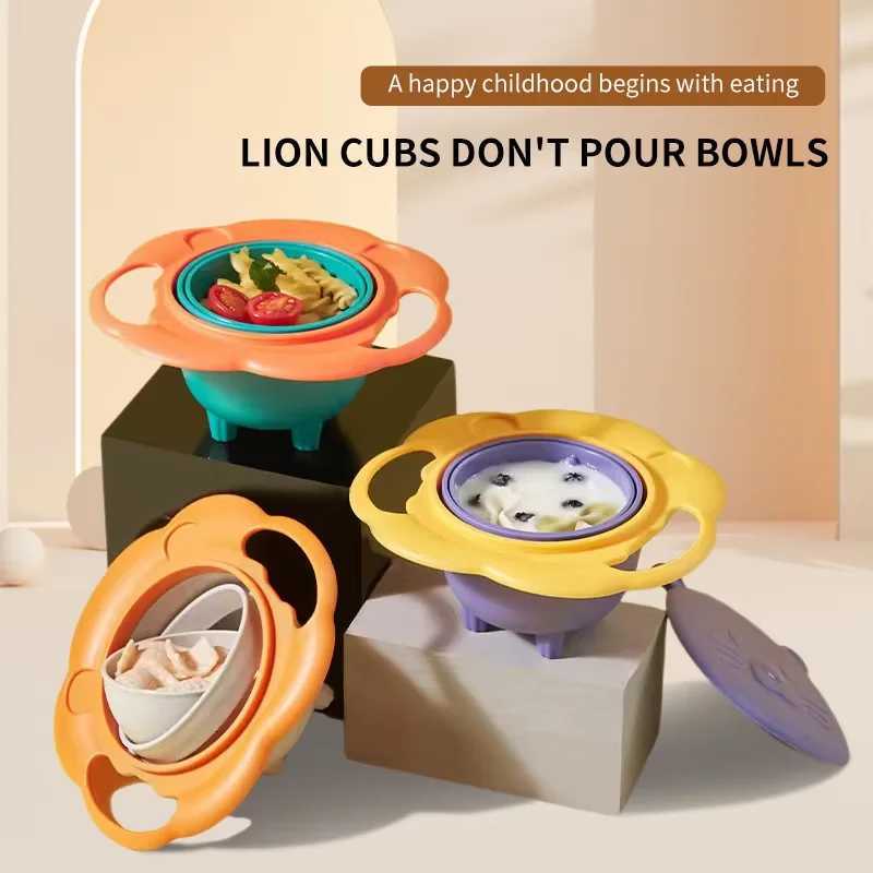 Baby CHILDRENS Bowl 360 Degree Rotation Gyro Bowl Lion Bowl Balance Bowl Do Not Pour Anti-scald and Anti-fall Eating Bowl X250806