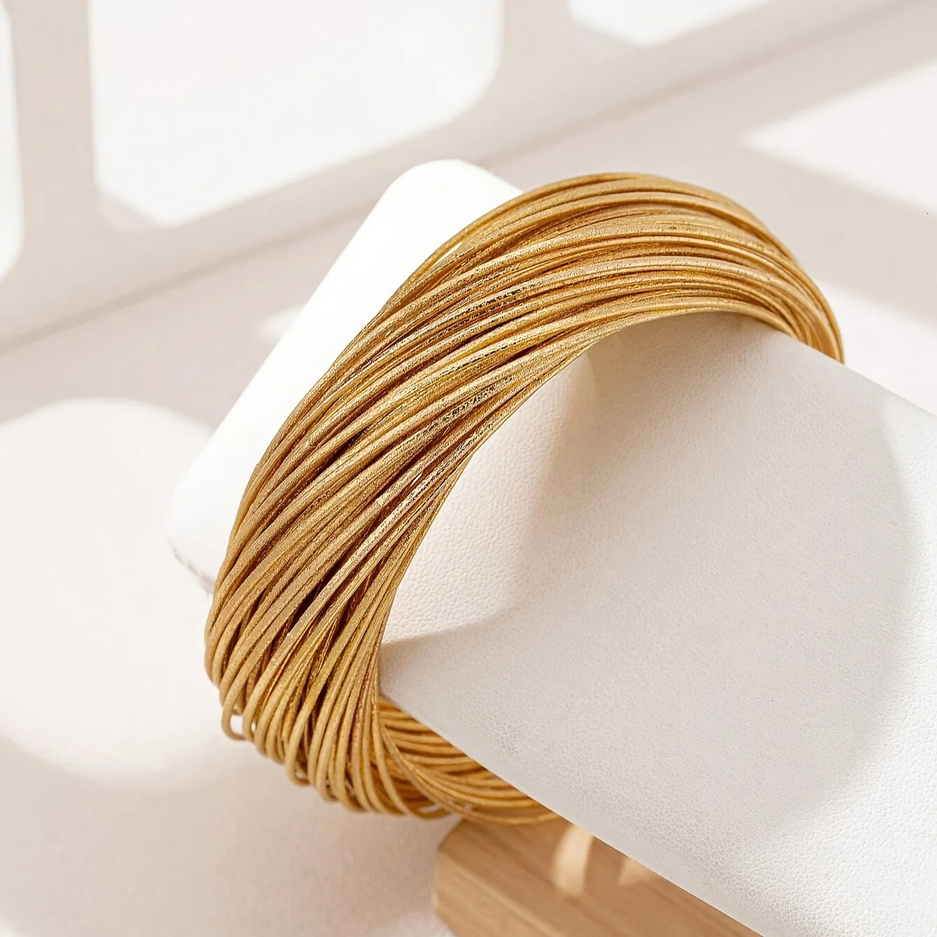 14K Golden Plated Punk-Inspired Layered Bracelet - Edgy Metallic Woven n for Women Ideal for Nightlife Parties Gifts 250805
