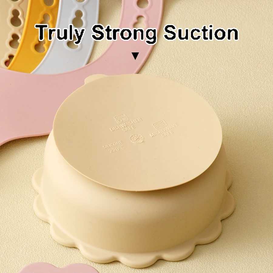 4PCS Baby Silicone Feeding Set Waterproof Baby Bib Suction Cartoon Plates Plate Sucker Bowl Training Fork Spoon Baby Supplies X250806