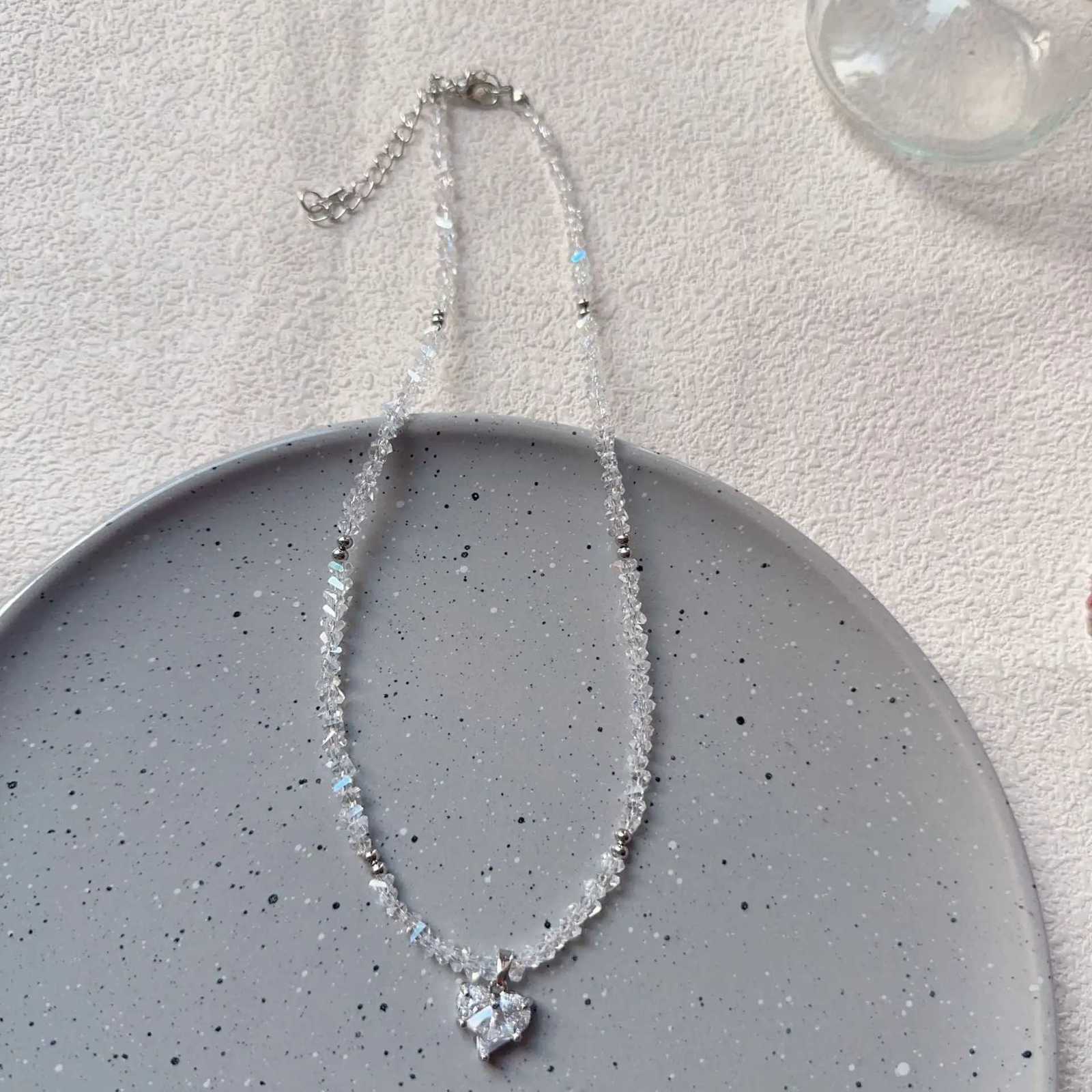 Vintage Zircon Crystal Heart Pendant Geometric Baroque Transparent Crystal Chain Necklace for Women Choker Party Jewelry N478 Y250805