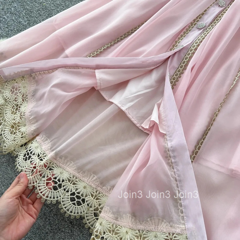 Vintage Elegant hollow out lace Dress Chic A-line Fashion Spring Long Sleeve Vestidos Women Dress