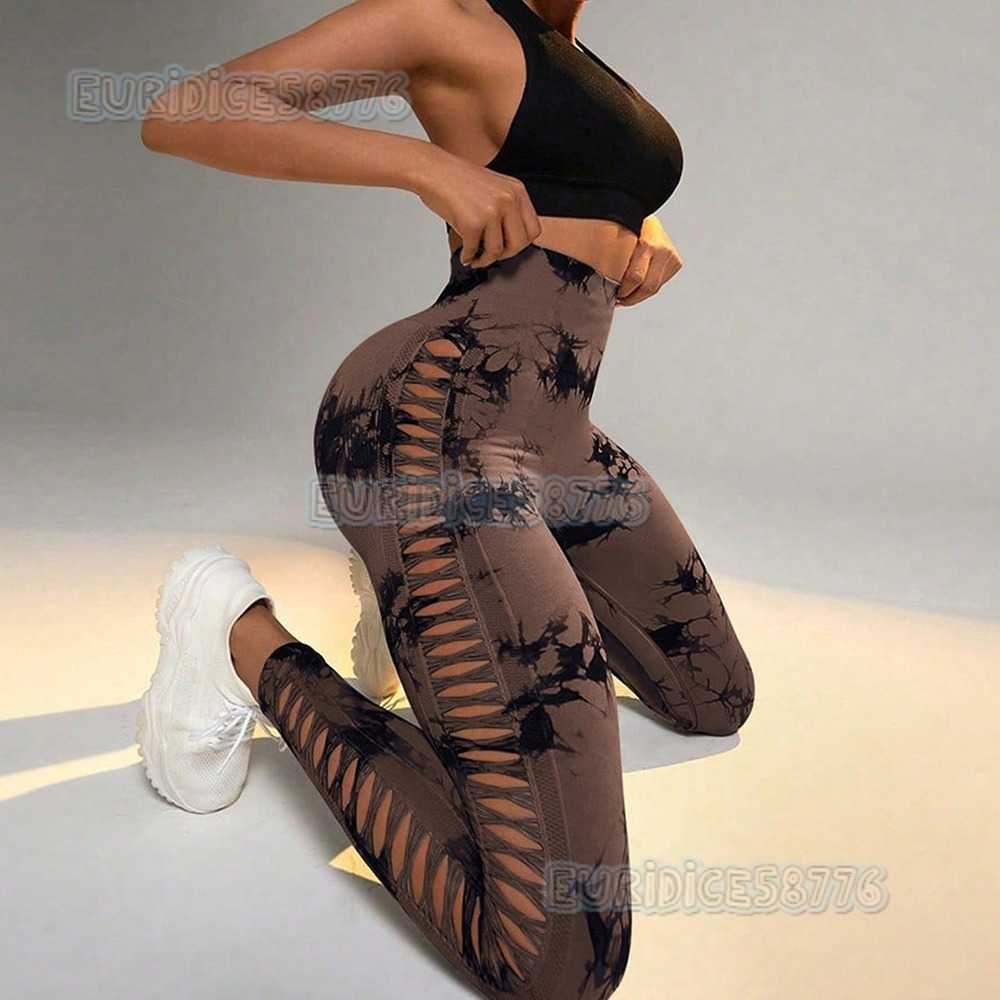 New Yoga Wear Fitness Pants for Women Peach Lift Sports Nine-point Pants Tight-fitting Quick-drying Tie-dye Yoga H250806