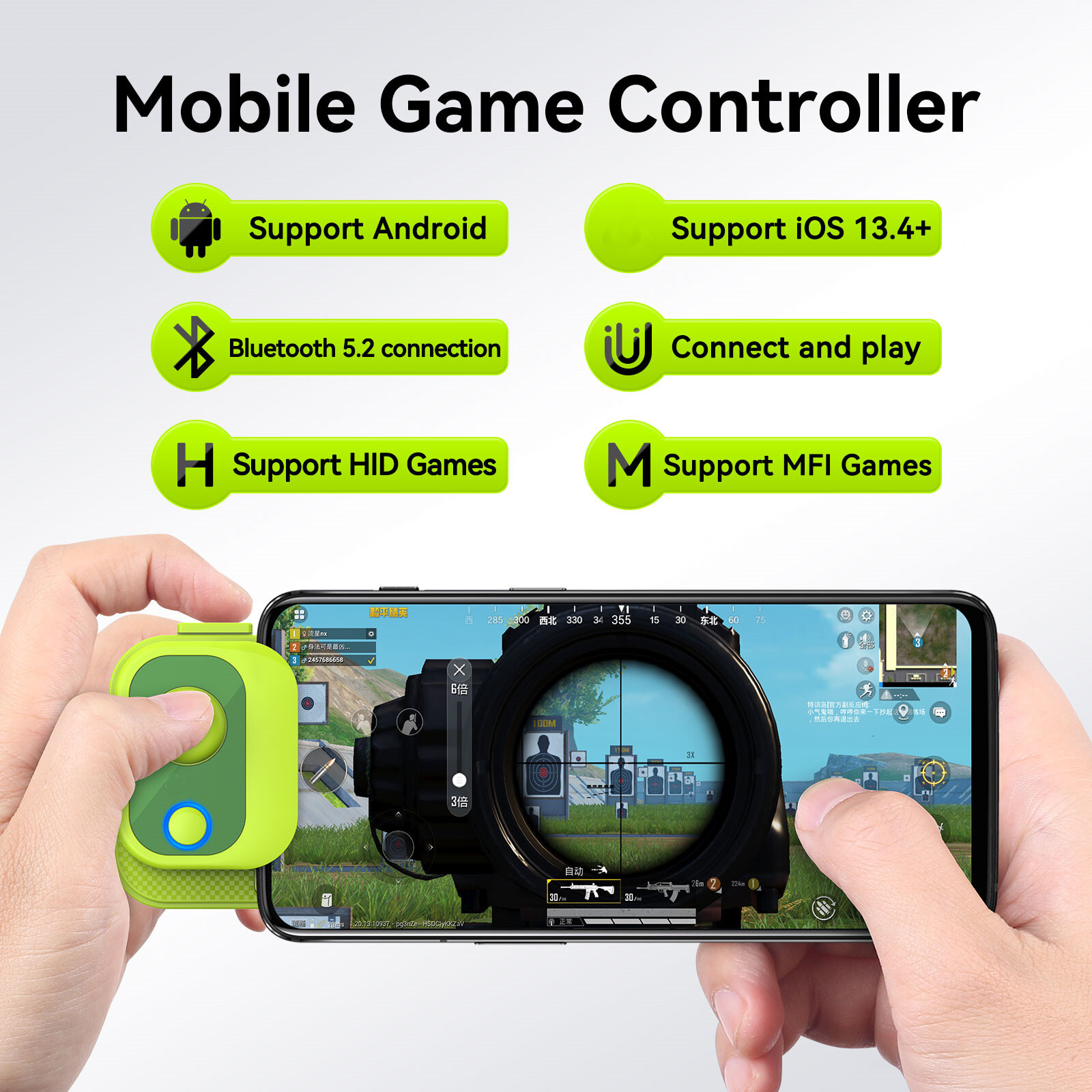 Mobile Game Controller Mini Bluetooth 5.2 Gamepad for android and iOS Support Tablet PC