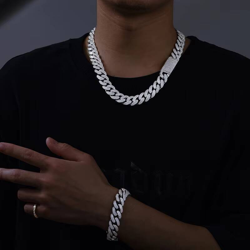 Hot Selling Men Hip Hop Jewelry Bling 15mm Sterling Silver VVS Moissanite Iced Out Cuban Link Chain Necklace With Certificate