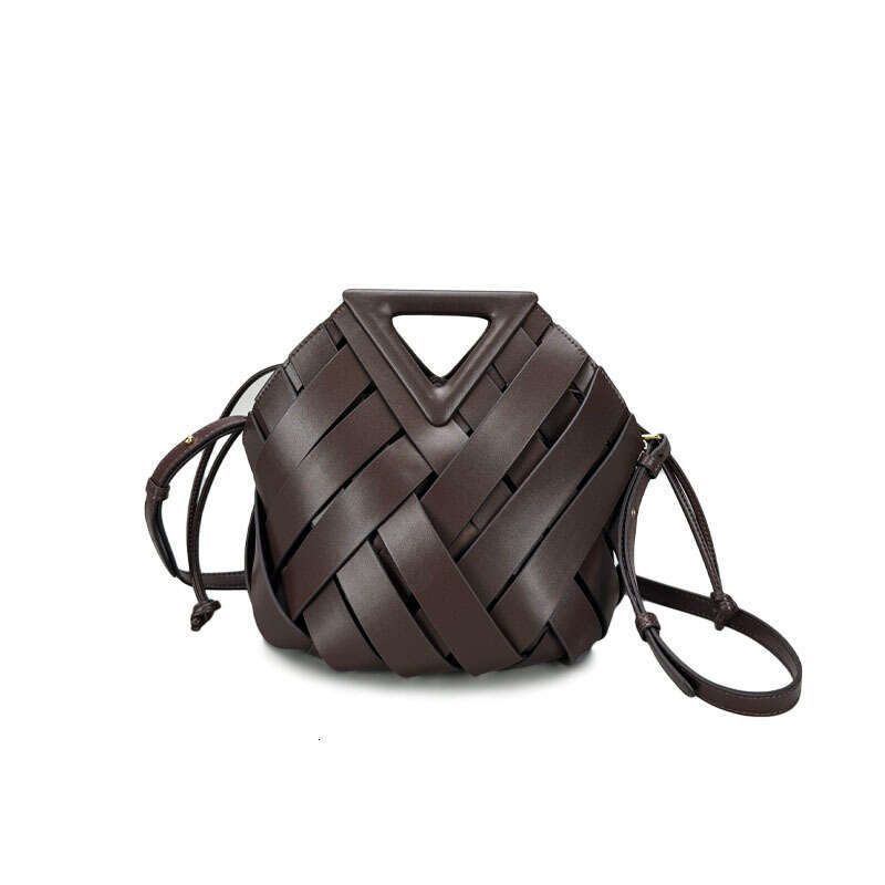 DHcollections New Style Vegetable Basket Triangle Magnetic Buckle Genuine Leather Woven Hollow Women's Handbag Tote Shoulder Crossbody Bag