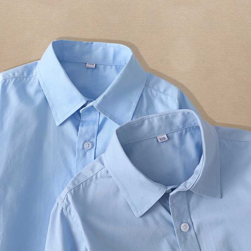 Kids Blue Shirts for Girls School Uniform Blouses for Boys Long Sleeve Preppy Style Cotton Children Clothes Dresses 6 8 10 14 Y X250806