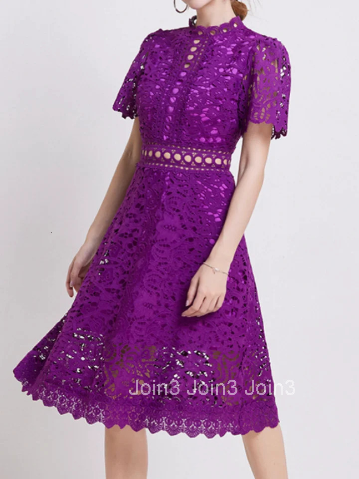 HAM Spring New Womens Lace Dresses Floral Crochet Hollow Out Vestido Patchwork Casual Slim Office Party Long Dress