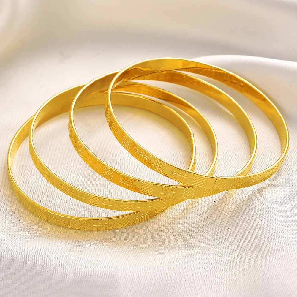 Ethpion 68MM 24K Ethiopian Wave Dubai Trendy Wedding Bangle for Women Arab African Gold Color Bracelet Jewelry Middle East Gifts 250805