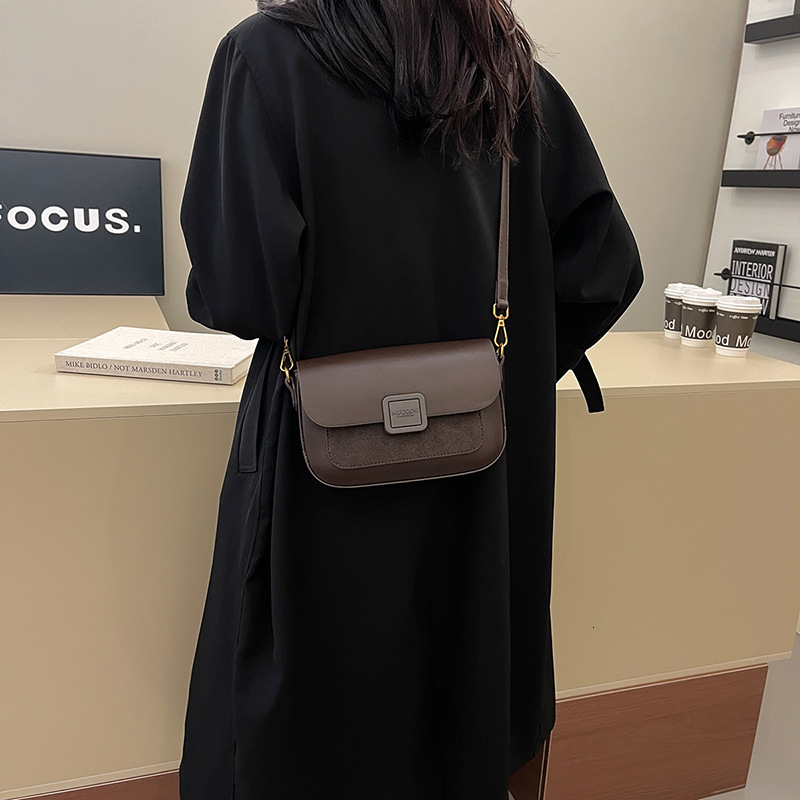 Yuezi Commuting Fashion Small Square Bag Women's Handbag Free Shipping Designer Luxury New Fashion Splicing Single Shoulder Crossbody Bag Casual 