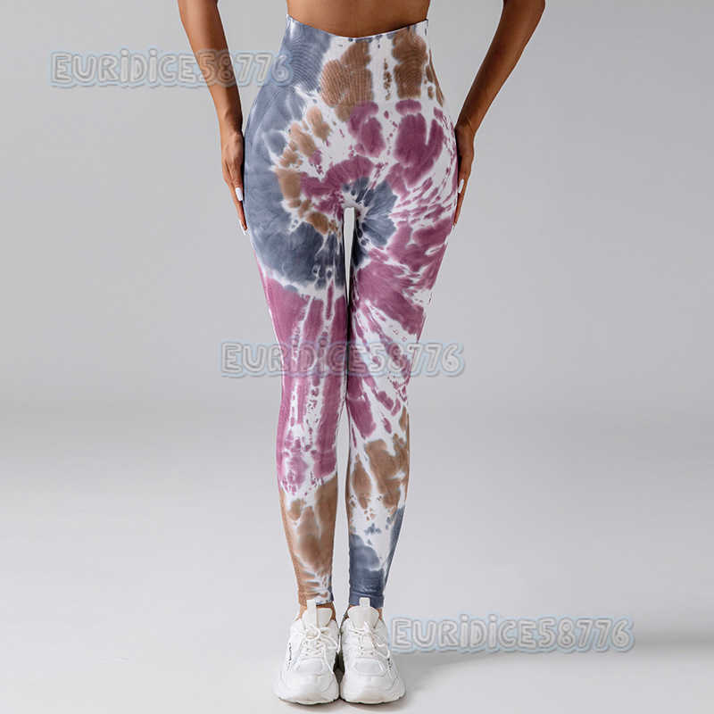 Peach Butt Yoga Pants for Women Tie-dye Yoga Wear Printed High Waist Hip-lifting Sports Leggings Outdoor H250806