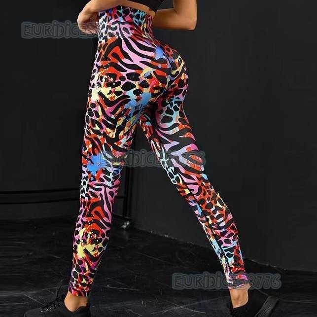 2025 New Leopard Print Yoga Pants Outdoor Sports Hip Lift Women High Waist Tight Yoga Pants H250806