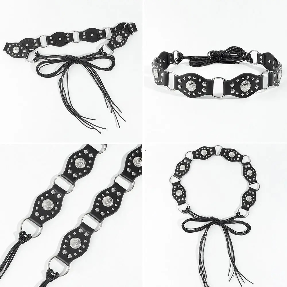 Western Style Disc Belt Girls Lolita Punk Y2K Wide Disc Belt Vintage Soft Exaggerated Cowboy Hollow Belt for Women 250806