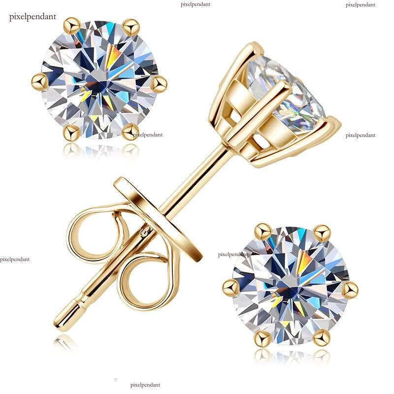 0.5ct 1CT 2CT 3CT Gold Plated Sterling Sier VVS Silicon Stone Earrings with Gra Certificate