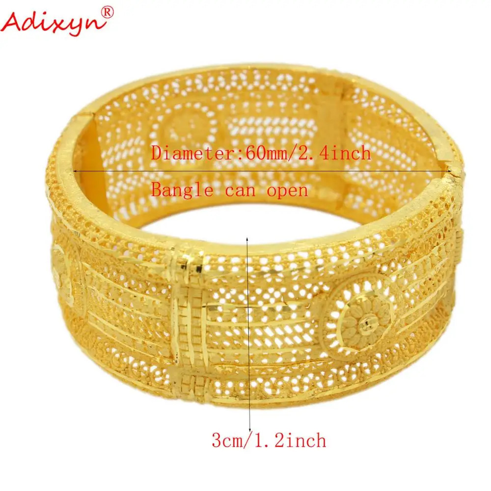 Adixyn Honorable 24k Gold Color Bangle Bracelet For Women Ethiopian African Bridal Wedding Gifts N12072 250805