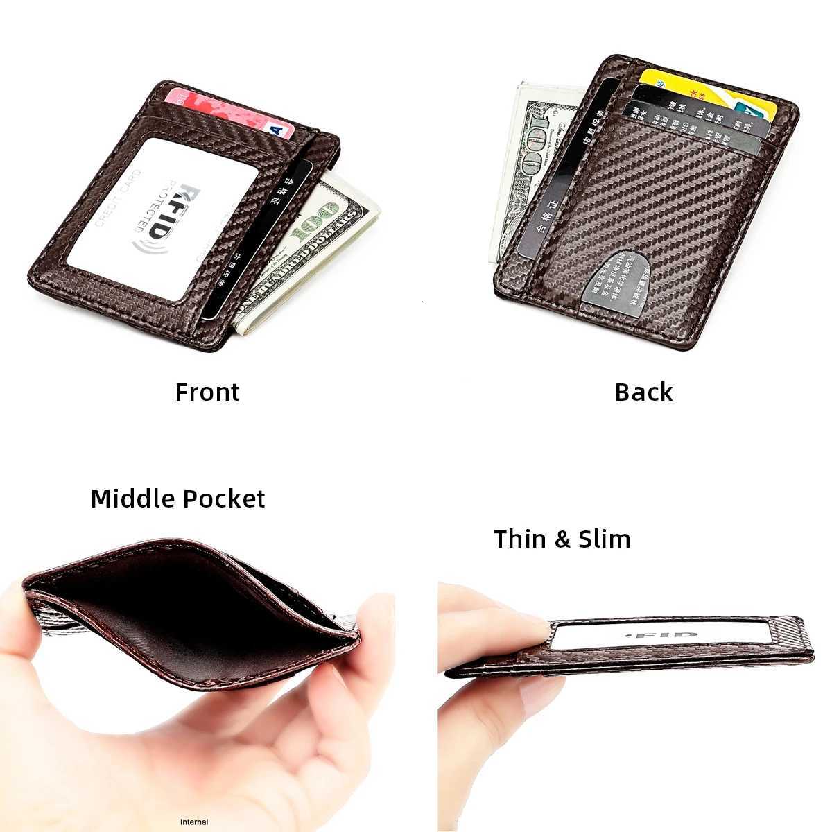 Men Minimalist Slim Card Holder Microfiber Leather Card Wallet Ultra Thin Mini Small RFID ID Card Holder Purse for Men and WomenXJ250806