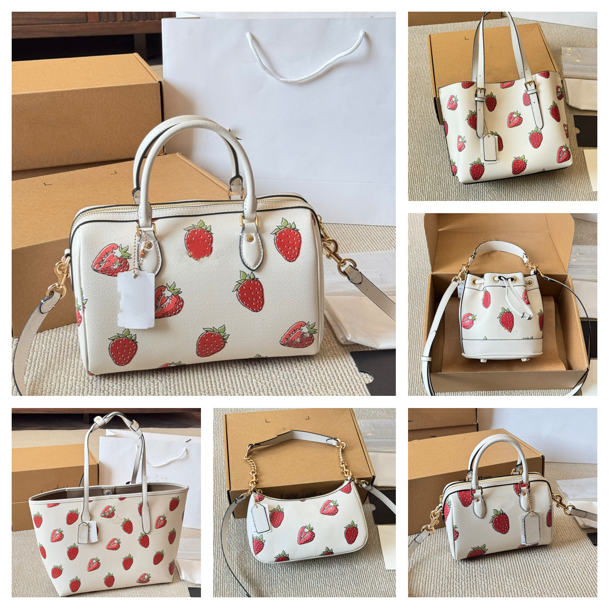 Luxury strawberry Bag Designer Bag Women mollie Tote Bag Rowan Shoulder Bag Teri armpit Purse Dempsey Crossbody Mini Bucket Bag White Lady City Handbag Shopping Bag