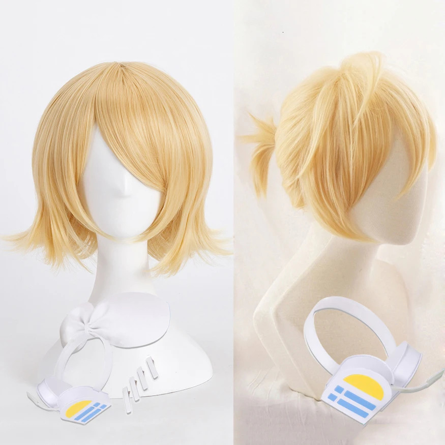 Rin Len Short Blond Heat Resistant Synthetic Hair Anime Cosplay Wigs Track Code Free Wig Cap 250805