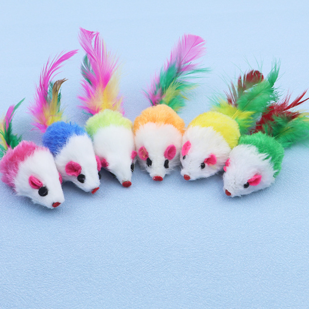 Westrice Cat Pet Toy Long-haired variety of colors rabbit tail feathers cat toy mouse bite amused 1piece Cat Pet Toy 201217