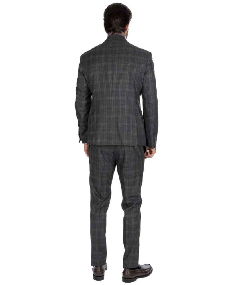 Men's Casual Two-Pieces Suit Set Wedding Dress Shirt Slim Fit Double Breasted Plaid Design Youth Fashion Banquet Wear