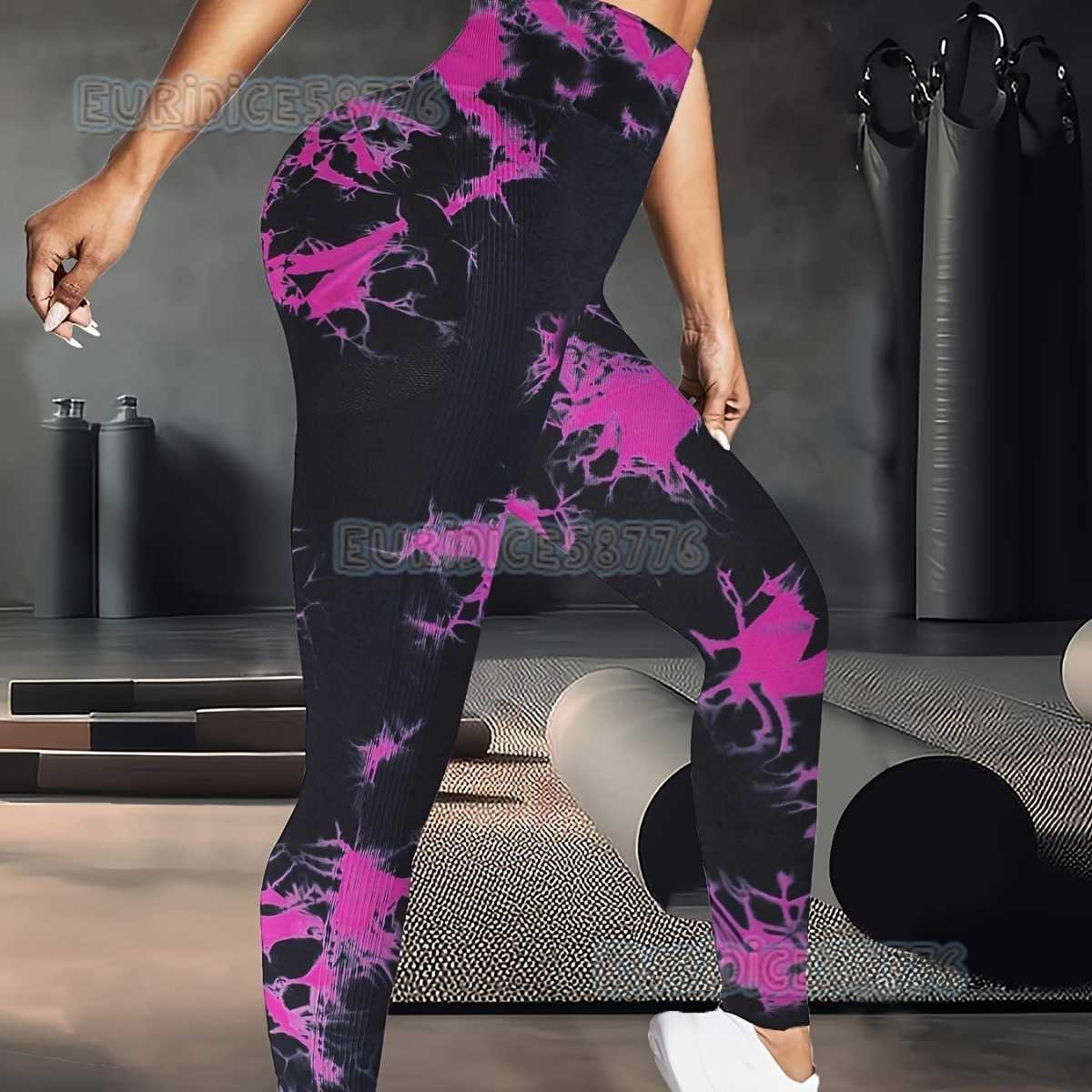Hot Selling Seamless Tie-dye Two-tone Butt-lifting Fitness Pants Tummy Control High-waist Peach Butt Yoga Pants H250806