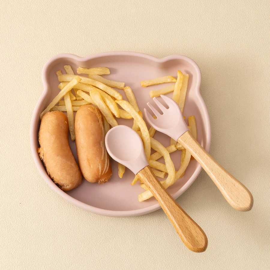 Dropshipping Silicone Baby Feeding Dish Tableware for Kids Children Sucker Dish Plate Toddle Training Spoon Baby Stuff X250806