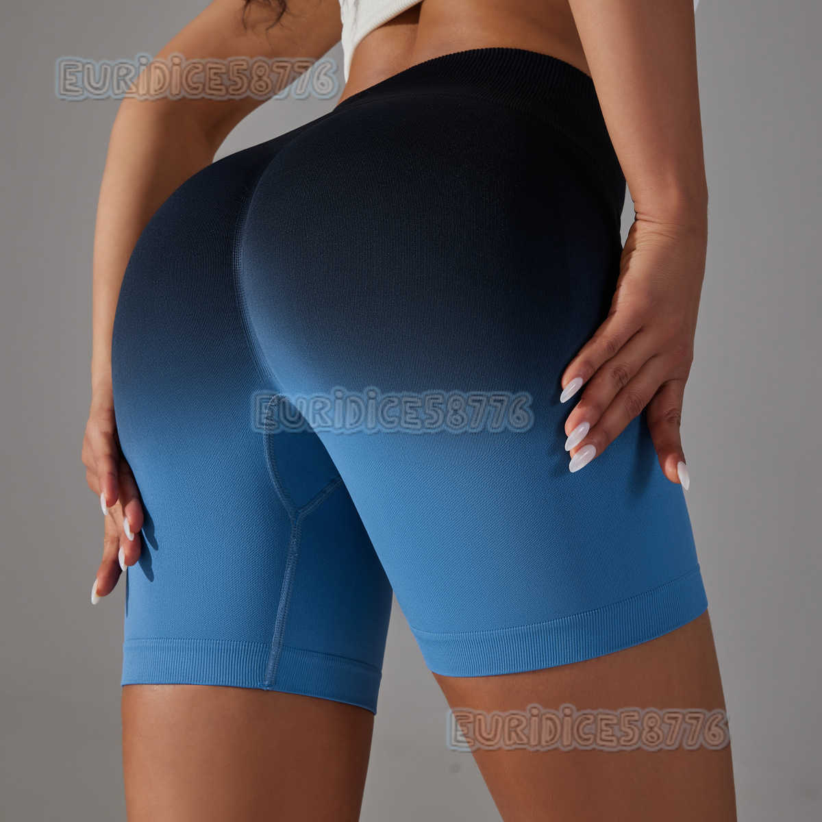 Seamless Tummy Control Pants High Elastic Gradient Color Peach Hip Tight Sports Yoga Pants High Waist Fitness Shorts H250806