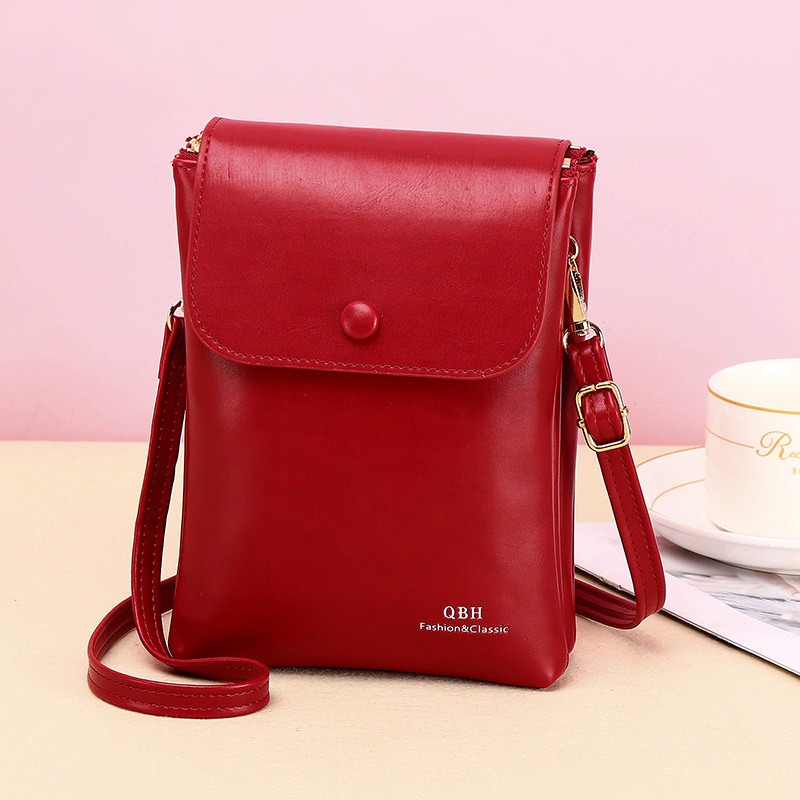 New Wallet Fashion Crossbody Women's Niche Design High-end Feel Oil Wax Leather Phone Bag