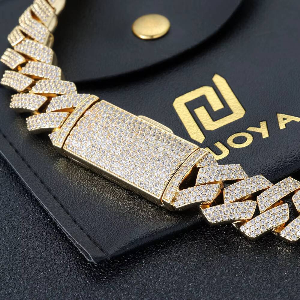 NUOYA 16MM Hight Quality Iced Out 3 Row Diamond Cuban Link Chain White Gold Plated Bling Stone Cuban Chain Necklace for Women
